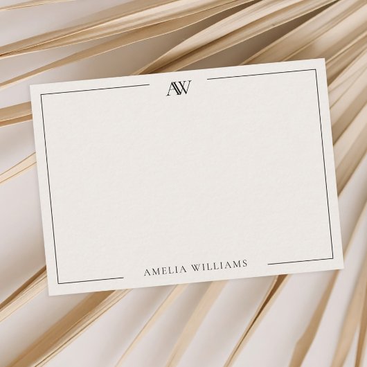 Modern zwart en ivoor minimalistische elegante mon notitiekaartje