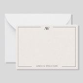 Modern zwart en ivoor minimalistische elegante mon notitiekaartje