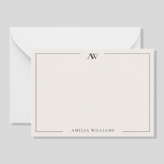 Modern zwart en ivoor minimalistische elegante mon notitiekaartje