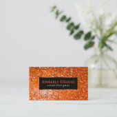 Modern zwart en Oranje Glitter & Sparkles Visitekaartje (Staand voorkant)