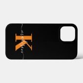 Modern zwart en oranje monogram Case-Mate iPhone case (Achterkant (horizontaal))