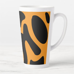 Modern zwart en Oranje vrijevormpatroon Latte Mok