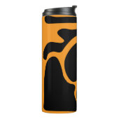 Modern zwart en Oranje vrijevormpatroon Thermosbeker (Gedraaid links)