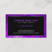 Modern zwart en Paarse glitter & sparkles Visitekaartje (Achterkant)
