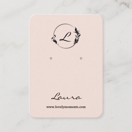 Modern Zwart en Pastel Roze Oorbel Display Kaart Visitekaartje (Voorkant)