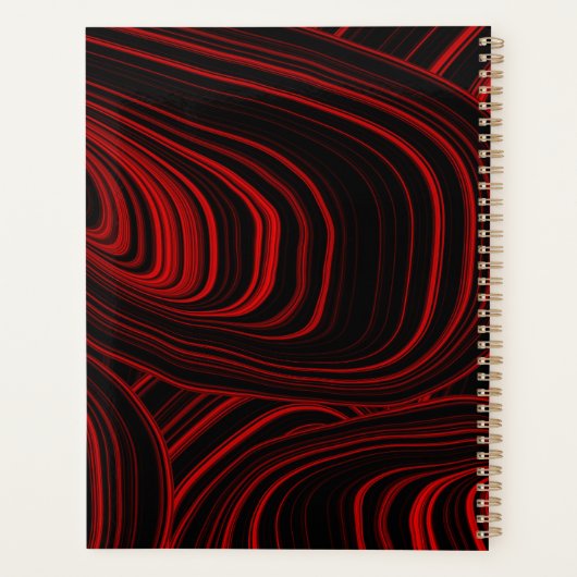 Modern zwart en rood Abstract monogram Planner (Achterkant)