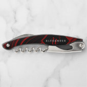 Modern zwart en rood Abstract patroon Kurkentrekker (Achterkant)