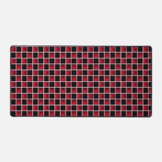 Modern zwart en rood diamantpatroon bureaumat (Voorkant)