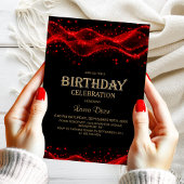 Modern Zwart en Rood Elk Leeftijd Verjaardagsfeest Kaart