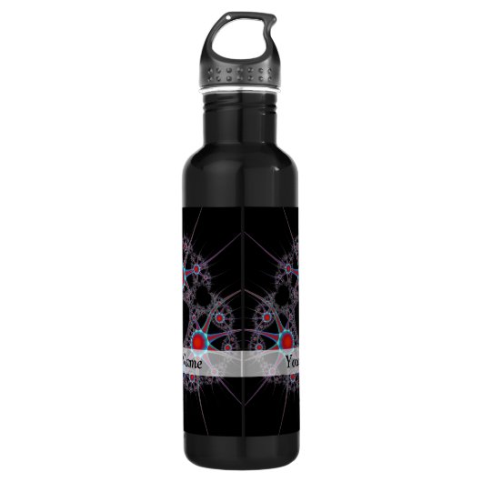 Modern zwart en rood fractaal patroon waterfles  (Voorkant)