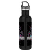 Modern zwart en rood fractaal patroon waterfles  (Achterkant)
