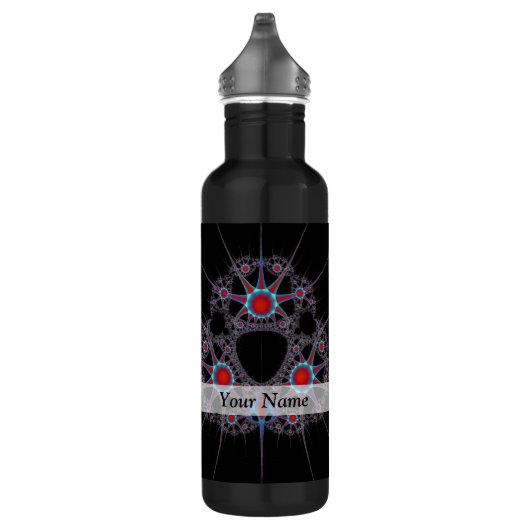 Modern zwart en rood fractaal patroon waterfles (Rechts)
