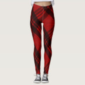 Modern zwart en rood plaid leggings (Voorkant)