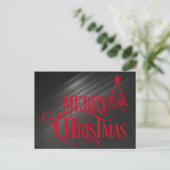 Modern Zwart en Rood Prettig Kerstfeest Traditione Feestdagenkaart (Staand voorkant)
