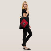 Modern Zwart en Rood Tote Bag (Op model)