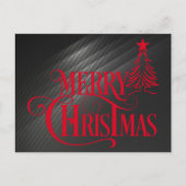 Modern Zwart en Rood Vrolijk Kerstmis Script Feestdagenkaart (Voorkant)