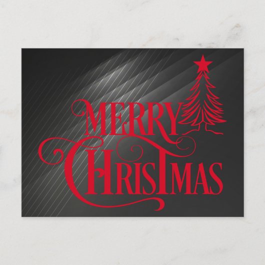 Modern Zwart en Rood Vrolijk Kerstmis Script Feestdagenkaart (Voorkant)