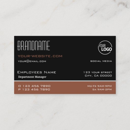 Modern zwart en roodbruin, eenvoudig stijlvol Logo Visitekaartje (Achterkant)