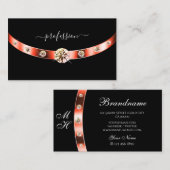 Modern zwart en Roos goud met Monogram Diamonds Visitekaartje (Voorkant / Achterkant)