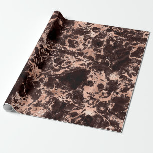 Modern zwart en roosgoud marmeren patroon cadeaupapier
