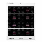 Modern zwart en roze 2 OZ druppelaar flesetiket Etiket (Full Sheet)