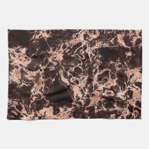 Modern zwart en roze gouden marmeren patroon theedoek