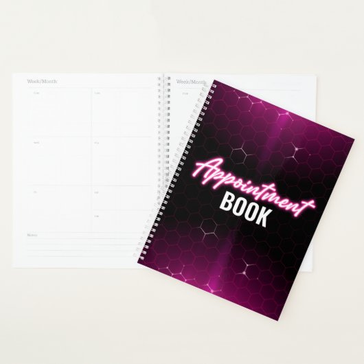 Modern zwart en roze kapsalon Afspraakboek Planner (Display)