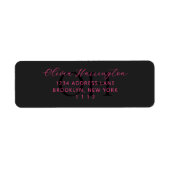 Modern Zwart en Roze Script Classic Adres Etiket (Voorkant)