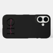 Modern Zwart en Roze Script Classic Monogram Case-Mate iPhone Case (Achterkant (horizontaal))