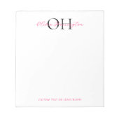 Modern Zwart en Roze Script Classic Monogram Notitieblok (Voorkant)