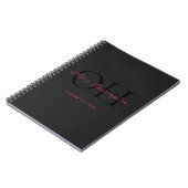 Modern Zwart en Roze Script Classic Monogram Notitieboek (Linkerzijde)