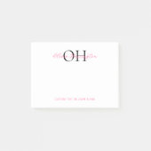 Modern Zwart en Roze Script Classic Monogram Post-it® Notes (Voorkant)