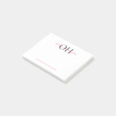 Modern Zwart en Roze Script Classic Monogram Post-it® Notes (Schuin)