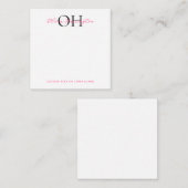 Modern zwart en roze script Classic Square Notitiekaartje (Voorkant / Achterkant)