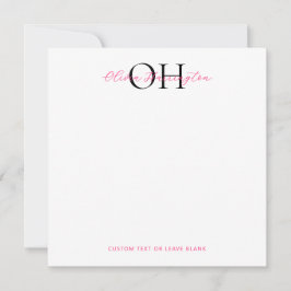 Modern zwart en roze script Classic Square Notitiekaartje