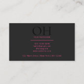 Modern Zwart en Roze Script Classic Visitekaartje (Achterkant)