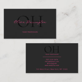 Modern Zwart en Roze Script Classic Visitekaartje