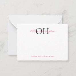 Modern zwart en roze script klassieke typografie notitiekaartje