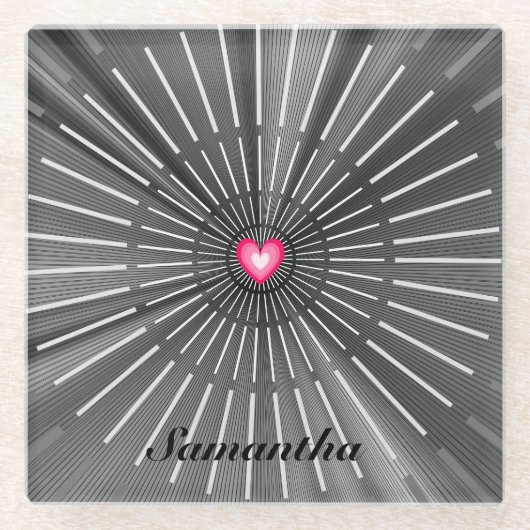 Modern zwart en roze, unieke stijlvolle kool glazen onderzetter (Voorkant)