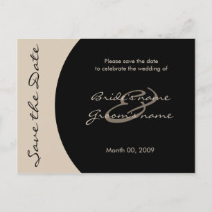 Modern Zwart en Taupe Save the Date Briefkaarten