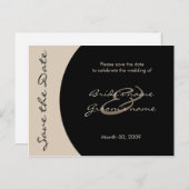 Modern Zwart en Taupe Save the Date Briefkaarten (Voorkant / Achterkant)