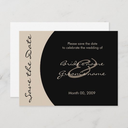 Modern Zwart en Taupe Save the Date Briefkaarten (Voorkant / Achterkant)