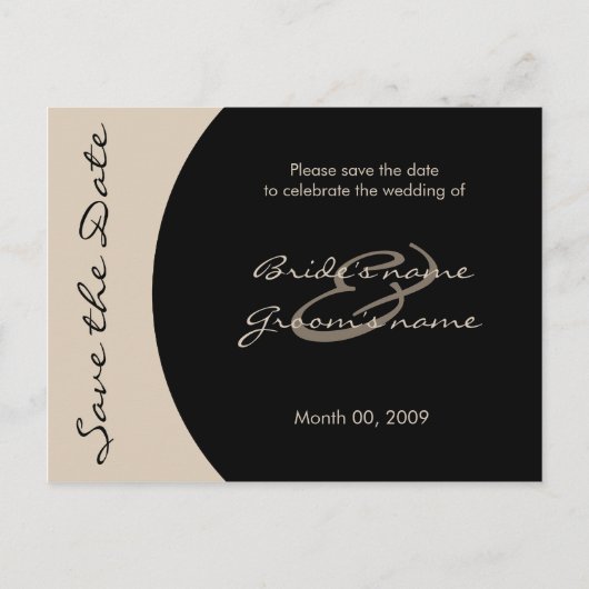 Modern Zwart en Taupe Save the Date Briefkaarten (Voorkant)
