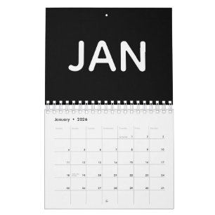 Modern Zwart en Wit 2026 Kalender