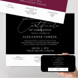 Modern Zwart en Wit Certificaat Award Afgestudeerd Poster