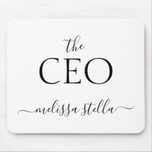 Modern zwart en wit De naam van de CEO   Meisjesac Muismat