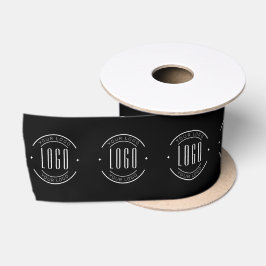 Modern zwart en wit eenvoudig voeg uw logo toe satijnen lint