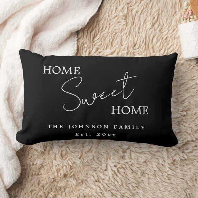 Modern Zwart en Wit Home Sweet Home Kussen (Deken)
