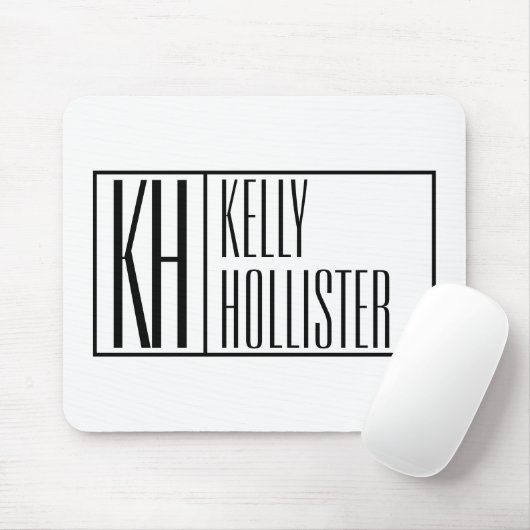 Modern, zwart en wit, Initialen en naams Logo Muismat (Met muis)