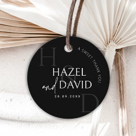 Modern Zwart en Wit Monogram Minimalistisch Trouwe Bedankjes Labels
